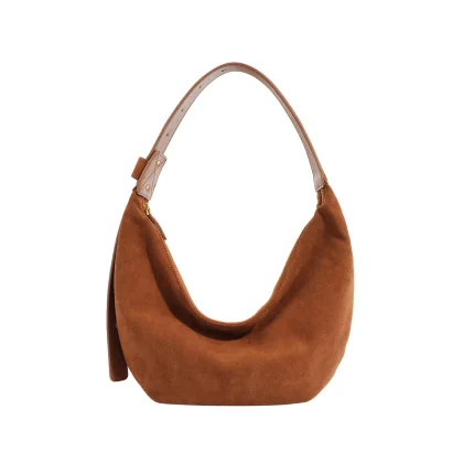 2024 Autumn/Winter New Women's Bag Reversed Velvet Cowhide Dumpling Bag Fashion Versatile One Shoulder Crossbody Bag